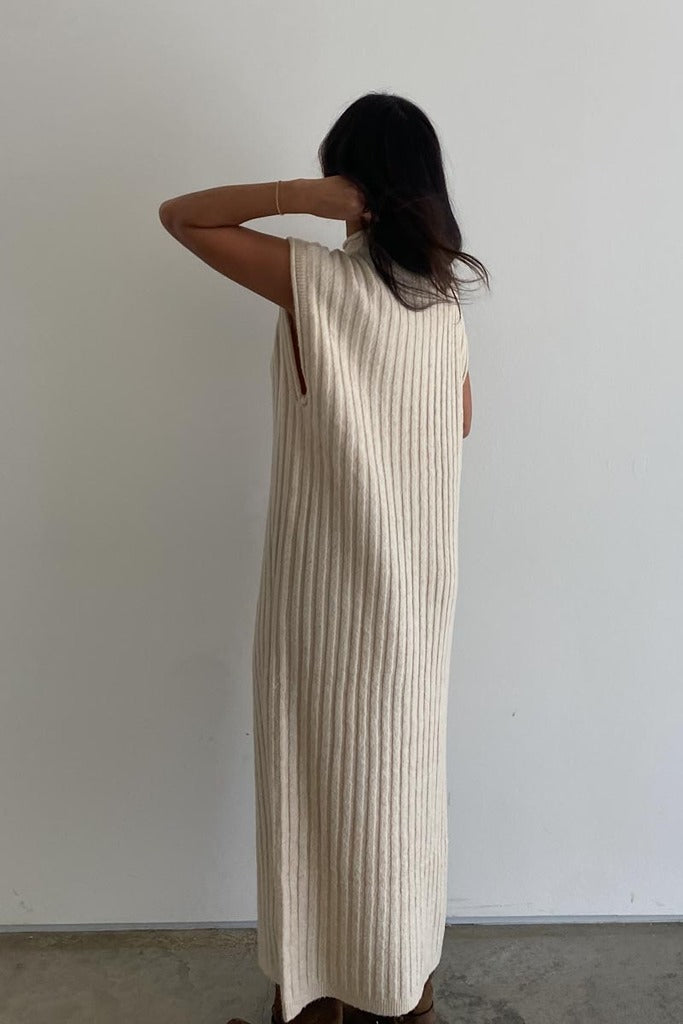 Latte knit dress
