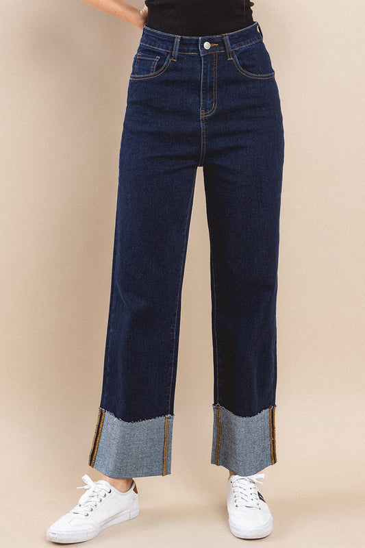 Ella cuffed jeans- Dark wash