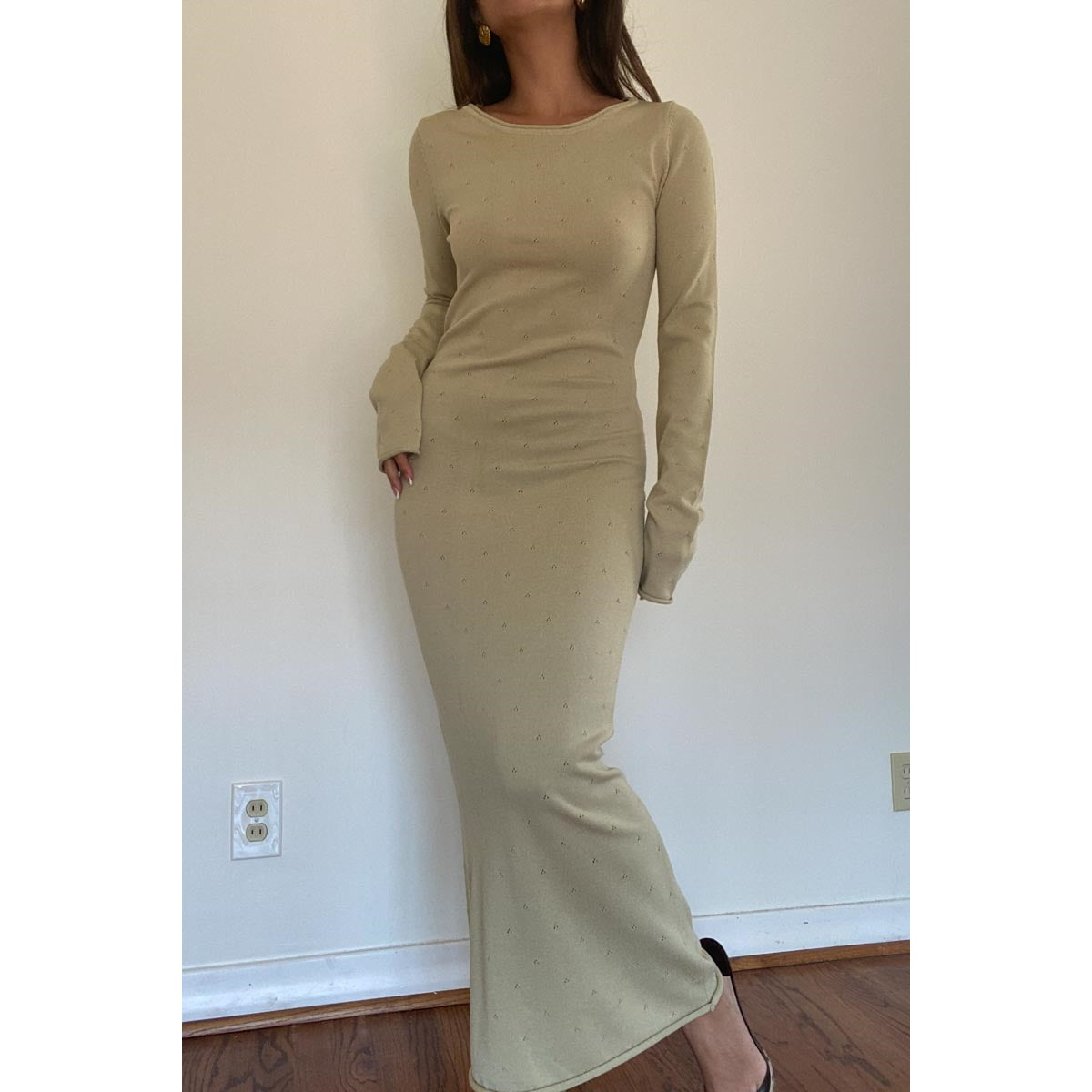 Woven Pointelle Maxi Dress