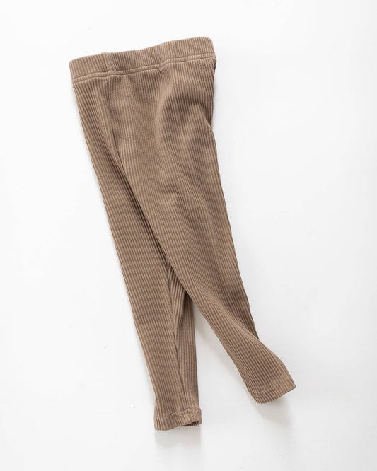 Cotton ribbed leggings-Mocha