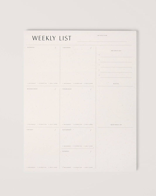 Wilde House Paper- Weekly List Pad