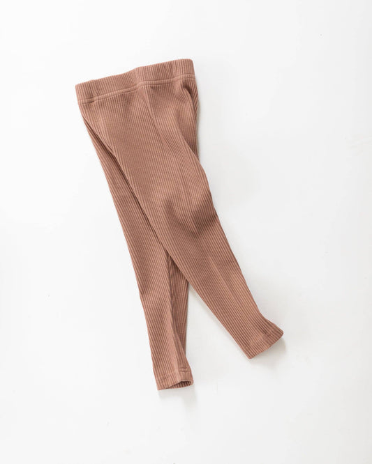 Cotton ribbed leggings- dusty rose