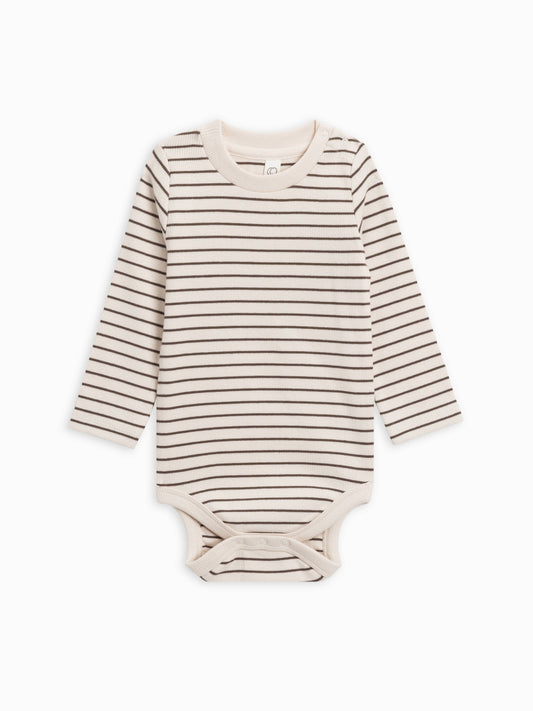 Organic Ribbed Long Sleeve Stripe Bodysuit