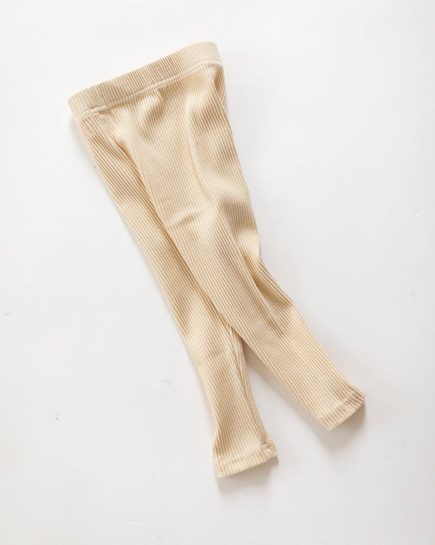 Cotton ribbed leggings- Butter